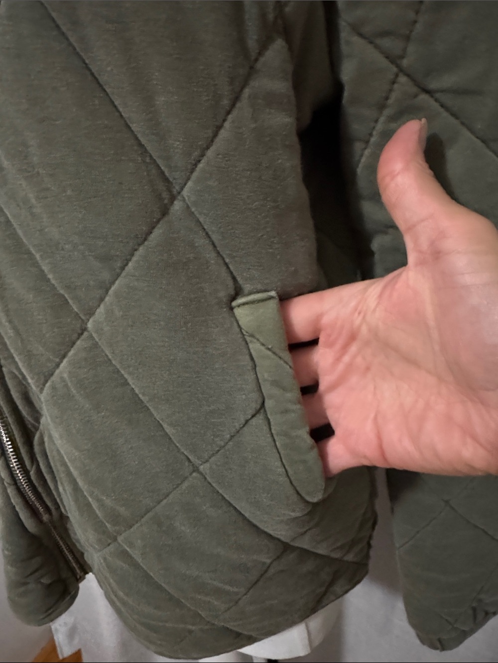Wild Fable Bomber Style ZipUp Sweatshirt Jacket-Sz xs-Cotton-Olive Green-Quilted - Picture 4 of 15